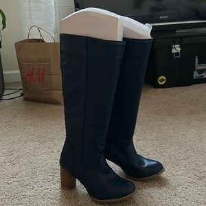 Blue Knee Platform Boots